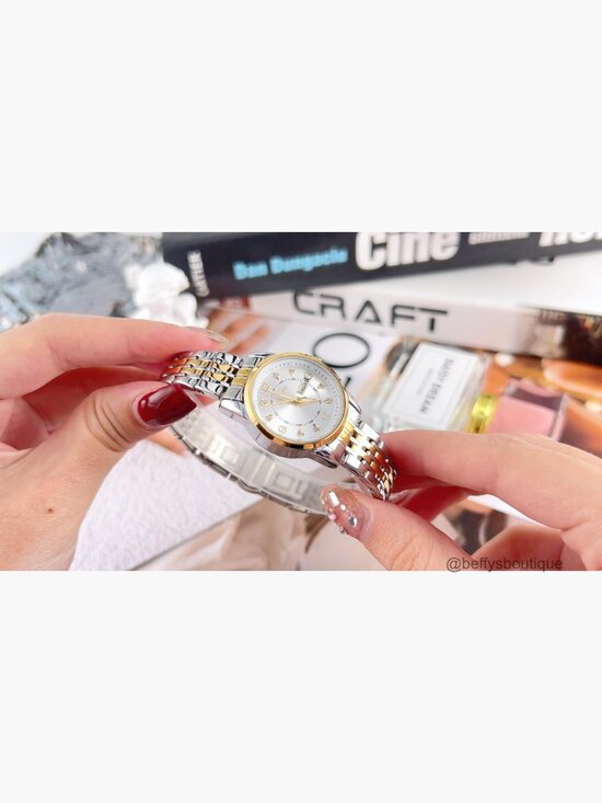 Womens Watch Fashion Dress Waterproof Silver Easy Read Quartz Analog Two Tone